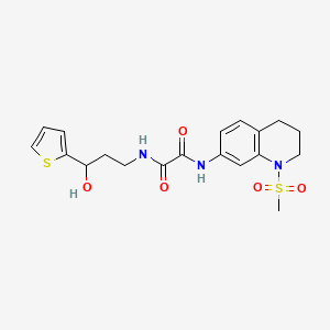molecular formula C19H23N3O5S2 B2787004 N-[3-hydroxy-3-(thiophen-2-yl)propyl]-N'-(1-methanesulfonyl-1,2,3,4-tetrahydroquinolin-7-yl)ethanediamide CAS No. 1421484-07-2