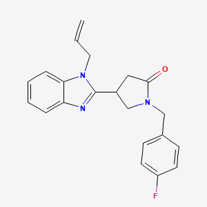 molecular formula C21H20FN3O B2787061 1-[(4-fluorophenyl)methyl]-4-[1-(prop-2-en-1-yl)-1H-1,3-benzodiazol-2-yl]pyrrolidin-2-one CAS No. 890642-35-0