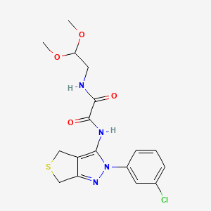 molecular formula C17H19ClN4O4S B2787082 N'-[2-(3-chlorophenyl)-2H,4H,6H-thieno[3,4-c]pyrazol-3-yl]-N-(2,2-dimethoxyethyl)ethanediamide CAS No. 900010-68-6