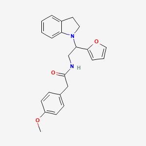 molecular formula C23H24N2O3 B2787154 N-(2-(furan-2-yl)-2-(indolin-1-yl)ethyl)-2-(4-methoxyphenyl)acetamide CAS No. 898416-04-1