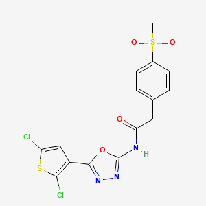 molecular formula C15H11Cl2N3O4S2 B2787171 N-[5-(2,5-dichlorothiophen-3-yl)-1,3,4-oxadiazol-2-yl]-2-(4-methanesulfonylphenyl)acetamide CAS No. 1171329-94-4
