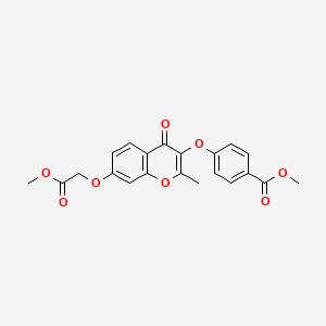 molecular formula C21H18O8 B2787270 methyl 4-{[7-(2-methoxy-2-oxoethoxy)-2-methyl-4-oxo-4H-chromen-3-yl]oxy}benzoate CAS No. 858766-15-1