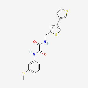 molecular formula C18H16N2O2S3 B2787275 N-({[3,3'-bithiophene]-5-yl}methyl)-N'-[3-(methylsulfanyl)phenyl]ethanediamide CAS No. 2379993-57-2