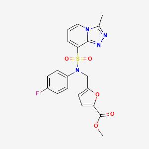 molecular formula C20H17FN4O5S B2787288 methyl 5-{[N-(4-fluorophenyl)3-methyl-[1,2,4]triazolo[4,3-a]pyridine-8-sulfonamido]methyl}furan-2-carboxylate CAS No. 1251694-79-7