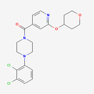 molecular formula C21H23Cl2N3O3 B2787296 1-(2,3-dichlorophenyl)-4-[2-(oxan-4-yloxy)pyridine-4-carbonyl]piperazine CAS No. 2034363-23-8