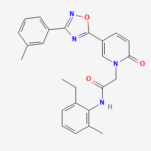 molecular formula C25H24N4O3 B2787307 N-(2-ethyl-6-methylphenyl)-2-{5-[3-(3-methylphenyl)-1,2,4-oxadiazol-5-yl]-2-oxo-1,2-dihydropyridin-1-yl}acetamide CAS No. 1326944-36-8