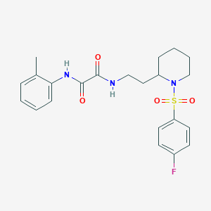 molecular formula C22H26FN3O4S B2787328 N-{2-[1-(4-fluorobenzenesulfonyl)piperidin-2-yl]ethyl}-N'-(2-methylphenyl)ethanediamide CAS No. 898415-30-0