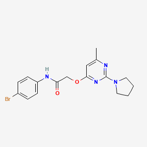 molecular formula C17H19BrN4O2 B2787338 N-(4-bromophenyl)-2-{[6-methyl-2-(pyrrolidin-1-yl)pyrimidin-4-yl]oxy}acetamide CAS No. 1029763-64-1