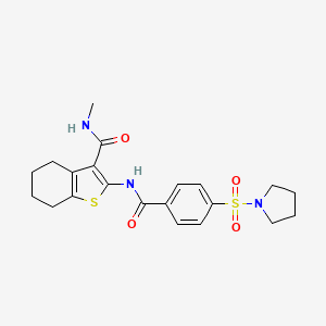 molecular formula C21H25N3O4S2 B2787354 N-methyl-2-(4-(pyrrolidin-1-ylsulfonyl)benzamido)-4,5,6,7-tetrahydrobenzo[b]thiophene-3-carboxamide CAS No. 892977-91-2