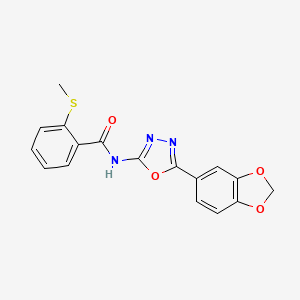molecular formula C17H13N3O4S B2787356 N-(5-(benzo[d][1,3]dioxol-5-yl)-1,3,4-oxadiazol-2-yl)-2-(methylthio)benzamide CAS No. 922090-49-1