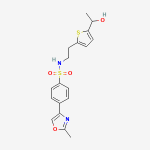 molecular formula C18H20N2O4S2 B2787439 N-(2-(5-(1-hydroxyethyl)thiophen-2-yl)ethyl)-4-(2-methyloxazol-4-yl)benzenesulfonamide CAS No. 2034544-91-5