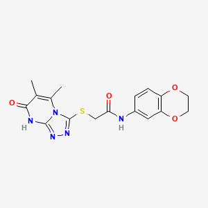 molecular formula C17H17N5O4S B2787453 N-(2,3-dihydro-1,4-benzodioxin-6-yl)-2-({5,6-dimethyl-7-oxo-7H,8H-[1,2,4]triazolo[4,3-a]pyrimidin-3-yl}sulfanyl)acetamide CAS No. 891130-54-4