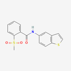 molecular formula C16H13NO3S2 B2787462 N-(1-benzothiophen-5-yl)-2-methylsulfonylbenzamide CAS No. 896366-02-2