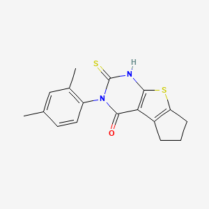 11-(2,4-Dimethylphenyl)-10-sulfanyl-7-thia-9,11-diazatricyclo[6.4.0.0,2,6]dodeca-1(8),2(6),9-trien-12-one