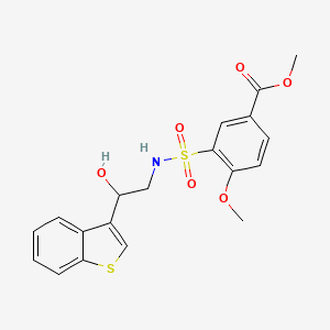 molecular formula C19H19NO6S2 B2787489 methyl 3-(N-(2-(benzo[b]thiophen-3-yl)-2-hydroxyethyl)sulfamoyl)-4-methoxybenzoate CAS No. 2034257-72-0