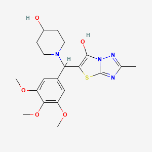 B2787536 5-((4-Hydroxypiperidin-1-yl)(3,4,5-trimethoxyphenyl)methyl)-2-methylthiazolo[3,2-b][1,2,4]triazol-6-ol CAS No. 851969-74-9