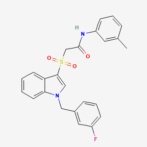 2-[1-[(3-fluorophenyl)methyl]indol-3-yl]sulfonyl-N-(3-methylphenyl)acetamide
