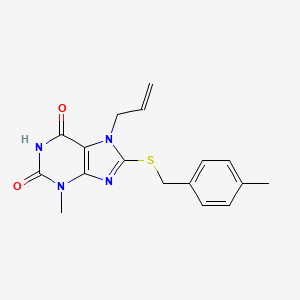 7-allyl-3-methyl-8-((4-methylbenzyl)thio)-1H-purine-2,6(3H,7H)-dione