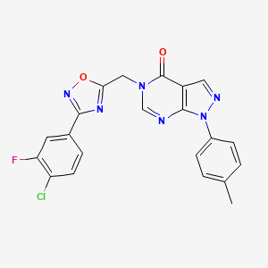 5-((3-(4-chloro-3-fluorophenyl)-1,2,4-oxadiazol-5-yl)methyl)-1-(p-tolyl)-1H-pyrazolo[3,4-d]pyrimidin-4(5H)-one