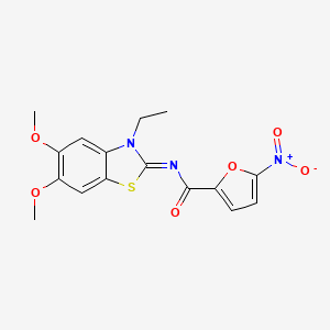 molecular formula C16H15N3O6S B2787557 N-[(2Z)-3-ethyl-5,6-dimethoxy-2,3-dihydro-1,3-benzothiazol-2-ylidene]-5-nitrofuran-2-carboxamide CAS No. 895458-40-9