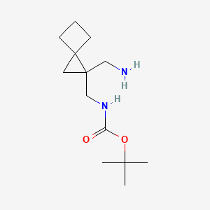 molecular formula C13H24N2O2 B2787565 tert-butyl N-{[1-(aminomethyl)spiro[2.3]hexan-1-yl]methyl}carbamate CAS No. 2228153-22-6