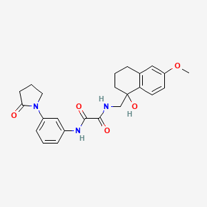 molecular formula C24H27N3O5 B2787591 N'-[(1-hydroxy-6-methoxy-1,2,3,4-tetrahydronaphthalen-1-yl)methyl]-N-[3-(2-oxopyrrolidin-1-yl)phenyl]ethanediamide CAS No. 2034406-21-6