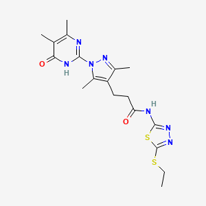 3-(1-(4,5-dimethyl-6-oxo-1,6-dihydropyrimidin-2-yl)-3,5-dimethyl-1H-pyrazol-4-yl)-N-(5-(ethylthio)-1,3,4-thiadiazol-2-yl)propanamide