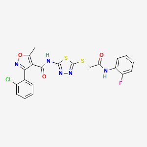 3-(2-chlorophenyl)-N-(5-((2-((2-fluorophenyl)amino)-2-oxoethyl)thio)-1,3,4-thiadiazol-2-yl)-5-methylisoxazole-4-carboxamide