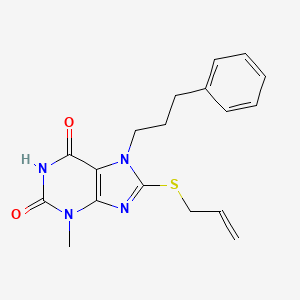 3-methyl-7-(3-phenylpropyl)-8-(prop-2-en-1-ylsulfanyl)-2,3,6,7-tetrahydro-1H-purine-2,6-dione