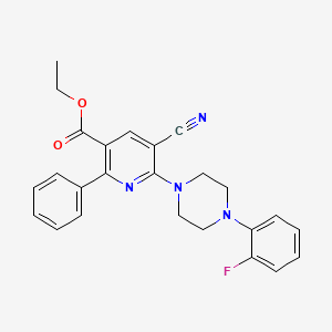 Ethyl 5-cyano-6-(4-(2-fluorophenyl)piperazino)-2-phenylnicotinate