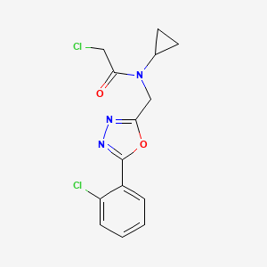 molecular formula C14H13Cl2N3O2 B2787646 2-chloro-N-{[5-(2-chlorophenyl)-1,3,4-oxadiazol-2-yl]methyl}-N-cyclopropylacetamide CAS No. 878465-28-2
