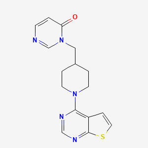 3-[(1-{Thieno[2,3-d]pyrimidin-4-yl}piperidin-4-yl)methyl]-3,4-dihydropyrimidin-4-one
