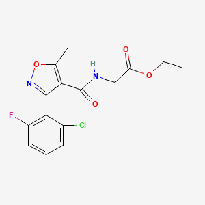 molecular formula C15H14ClFN2O4 B2787656 Ethyl 2-({[3-(2-chloro-6-fluorophenyl)-5-methyl-4-isoxazolyl]carbonyl}amino)acetate CAS No. 400823-29-2