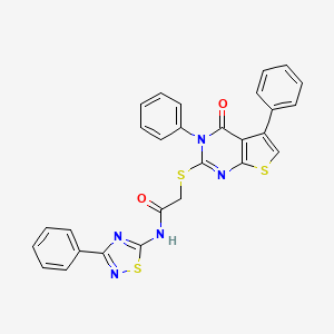 2-(4-oxo-3,5-diphenylthieno[2,3-d]pyrimidin-2-yl)sulfanyl-N-(3-phenyl-1,2,4-thiadiazol-5-yl)acetamide