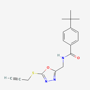 molecular formula C17H19N3O2S B2787683 4-tert-butyl-N-[(5-prop-2-ynylsulfanyl-1,3,4-oxadiazol-2-yl)methyl]benzamide CAS No. 941948-66-9