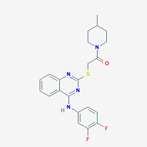 molecular formula C22H22F2N4OS B2787687 2-((4-((3,4-Difluorophenyl)amino)quinazolin-2-yl)thio)-1-(4-methylpiperidin-1-yl)ethanone CAS No. 2034552-22-0