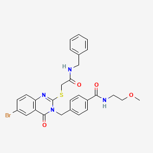 4-[[2-[2-(benzylamino)-2-oxoethyl]sulfanyl-6-bromo-4-oxoquinazolin-3-yl]methyl]-N-(2-methoxyethyl)benzamide