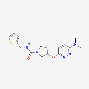molecular formula C16H21N5O2S B2787696 3-((6-(dimethylamino)pyridazin-3-yl)oxy)-N-(thiophen-2-ylmethyl)pyrrolidine-1-carboxamide CAS No. 2034479-54-2