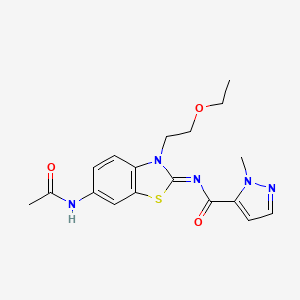 (E)-N-(6-acetamido-3-(2-ethoxyethyl)benzo[d]thiazol-2(3H)-ylidene)-1-methyl-1H-pyrazole-5-carboxamide