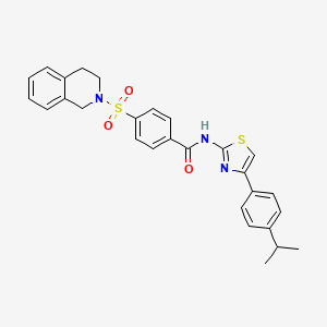 molecular formula C28H27N3O3S2 B2787705 N-{4-[4-(propan-2-yl)phenyl]-1,3-thiazol-2-yl}-4-(1,2,3,4-tetrahydroisoquinoline-2-sulfonyl)benzamide CAS No. 684231-83-2
