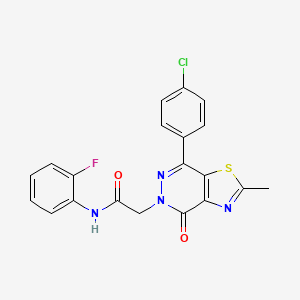 2-(7-(4-chlorophenyl)-2-methyl-4-oxothiazolo[4,5-d]pyridazin-5(4H)-yl)-N-(2-fluorophenyl)acetamide