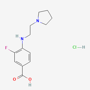 molecular formula C13H18ClFN2O2 B2787731 3-Fluoro-4-{[2-(pyrrolidin-1-yl)ethyl]amino}benzoic acid hydrochloride CAS No. 2044837-71-8