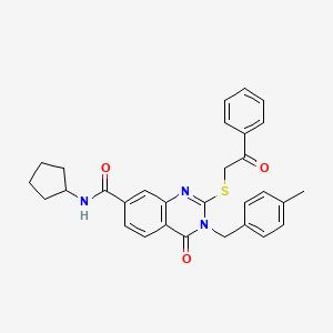 N-cyclopentyl-3-(4-methylbenzyl)-4-oxo-2-((2-oxo-2-phenylethyl)thio)-3,4-dihydroquinazoline-7-carboxamide