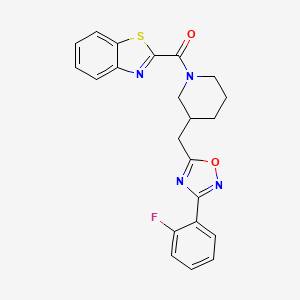 Benzo[d]thiazol-2-yl(3-((3-(2-fluorophenyl)-1,2,4-oxadiazol-5-yl)methyl)piperidin-1-yl)methanone