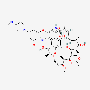 [(7S,11S,12R,13S,14R,15R,16R,17S,18S,19Z,21Z)-30-[4-(Dimethylamino)piperidin-1-yl]-2,6,15,17-tetrahydroxy-11-methoxy-3,7,12,14,16,18,22-heptamethyl-23,32,37-trioxo-8,27,38-trioxa-24,34-diazahexacyclo[23.11.1.14,7.05,36.026,35.028,33]octatriaconta-1,3,5,9,19,21,25,28,30,33,35-undecaen-13-yl] acetate
