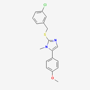 molecular formula C18H17ClN2OS B2787744 2-((3-chlorobenzyl)thio)-5-(4-methoxyphenyl)-1-methyl-1H-imidazole CAS No. 946334-12-9