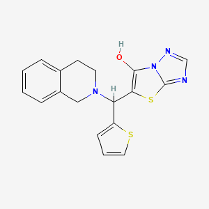 molecular formula C18H16N4OS2 B2787747 5-((3,4-dihydroisoquinolin-2(1H)-yl)(thiophen-2-yl)methyl)thiazolo[3,2-b][1,2,4]triazol-6-ol CAS No. 868221-05-0
