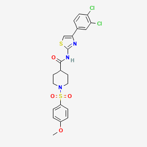 molecular formula C22H21Cl2N3O4S2 B2787748 N-(4-(3,4-dichlorophenyl)thiazol-2-yl)-1-((4-methoxyphenyl)sulfonyl)piperidine-4-carboxamide CAS No. 923407-33-4