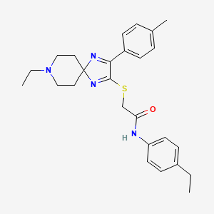 molecular formula C26H32N4OS B2787757 2-((8-ethyl-3-(p-tolyl)-1,4,8-triazaspiro[4.5]deca-1,3-dien-2-yl)thio)-N-(4-ethylphenyl)acetamide CAS No. 1190001-64-9
