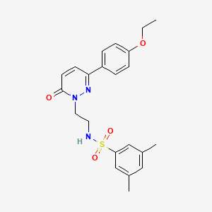 molecular formula C22H25N3O4S B2787758 N-(2-(3-(4-ethoxyphenyl)-6-oxopyridazin-1(6H)-yl)ethyl)-3,5-dimethylbenzenesulfonamide CAS No. 921881-23-4